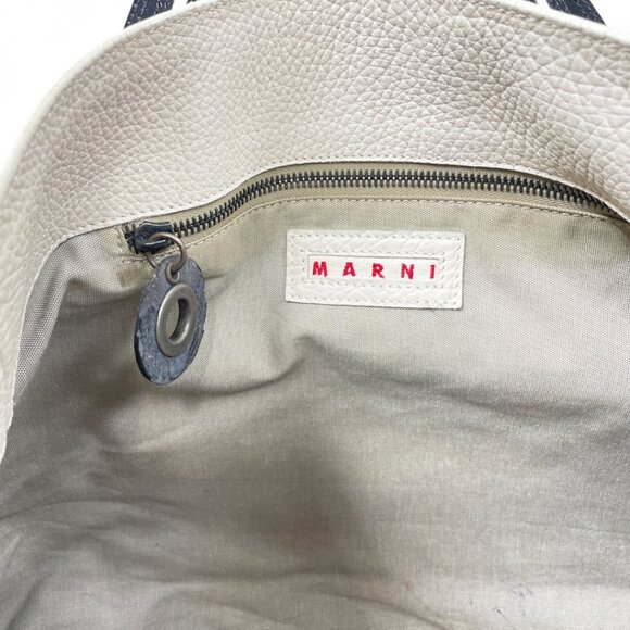 Marni Italy Off White Cream ivory Pebbled Leather Large Carryall Tote Bag - Picture 4 of 10